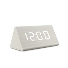 Load image into Gallery viewer, Digital Clock LED Wooden Alarm Clock Digital Alarm Clock with Wooden Electronic LED Time Display 3 Alarm Settings Humidity &amp; Temperature Detect Wood Made Electric Clocks Table Sound Control Electronic Clocks Desktop USB/AAA Powered Home Table Decor
