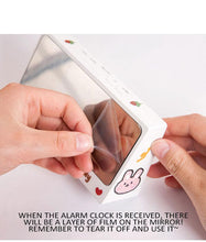 将图片加载到图库查看器，Digital Clock Table Clock Snooze Alarm Cute Silent Mirror Clock Student Desktop Mirror Surface LED Alarm Clock with USB Charger 12/24H Easy Snooze Function Adjustable Brightness Alarm Clocks for Bedroom LED Clock Electronic Clock for Children

