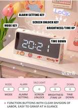 将图片加载到图库查看器，Digital Clock Table Clock Snooze Alarm Cute Silent Mirror Clock Student Desktop Mirror Surface LED Alarm Clock with USB Charger 12/24H Easy Snooze Function Adjustable Brightness Alarm Clocks for Bedroom LED Clock Electronic Clock for Children
