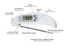 Load image into Gallery viewer, Digital Foldable Thermometer Food BBQ Meat Oven Instant Read Food Thermometer For Cooking Digital Kitchen Thermometer Probe With Backlight &amp; Reversible Display Cooking Thermometer For Folding Kitchen Thermometer For Cooking Water Oil Grill Tools
