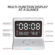 将图片加载到图库查看器，Digital Mirror Clock Wireless Charging Alarm Clock
