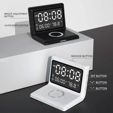 将图片加载到图库查看器，Digital Mirror Clock Wireless Charging Alarm Clock
