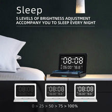 将图片加载到图库查看器，Digital Mirror Clock Wireless Charging Alarm Clock

