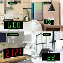 将图片加载到图库查看器，Digital Table Clock Digital Alarm Clock LED Bedside Clock Dual Alarm Adjustable Volume Alarm Clock for Bedroom  Electronic 7 Inch Number Desktop Alarm Clocks For Kids Bedroom LED Screen Curved Dimmable Mirror
