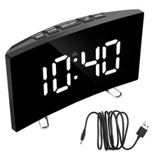 将图片加载到图库查看器，Digital Table Clock Digital Alarm Clock LED Bedside Clock Dual Alarm Adjustable Volume Alarm Clock for Bedroom  Electronic 7 Inch Number Desktop Alarm Clocks For Kids Bedroom LED Screen Curved Dimmable Mirror
