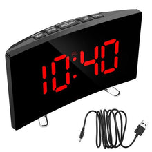 将图片加载到图库查看器，Digital Table Clock Digital Alarm Clock LED Bedside Clock Dual Alarm Adjustable Volume Alarm Clock for Bedroom  Electronic 7 Inch Number Desktop Alarm Clocks For Kids Bedroom LED Screen Curved Dimmable Mirror
