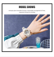 将图片加载到图库查看器，Digital Watches For Women School Girl Student  Transparent Color Water Resistent Silicone Strap Stopwatch Alarm Countdown Dual Time Ultra Super Wide-Angle Display Digital Wrist Watches For Men Women
