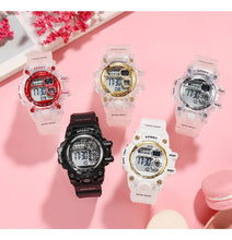 将图片加载到图库查看器，Digital Watches For Women School Girl Student  Transparent Color Water Resistent Silicone Strap Stopwatch Alarm Countdown Dual Time Ultra Super Wide-Angle Display Digital Wrist Watches For Men Women
