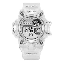 将图片加载到图库查看器，Digital Watches For Women School Girl Student  Transparent Color Water Resistent Silicone Strap Stopwatch Alarm Countdown Dual Time Ultra Super Wide-Angle Display Digital Wrist Watches For Men Women
