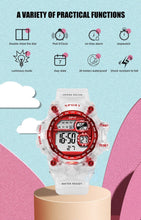 将图片加载到图库查看器，Digital Watches For Women School Girl Student  Transparent Color Water Resistent Silicone Strap Stopwatch Alarm Countdown Dual Time Ultra Super Wide-Angle Display Digital Wrist Watches For Men Women
