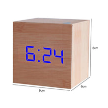 Load image into Gallery viewer, Digital Wooden LED Alarm Clock Wood Retro Glow Clock Digital Alarm Clock, with Wooden Electronic LED Time Display 3 Dual Plus Alarm Cubic Small Mini Wood Made Electric Clocks for Desktop Table Decor Voice Control Snooze Function Desk Tools
