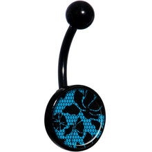 将图片加载到图库查看器，Blue Floral Lace Black Belly Ring
