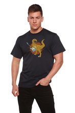 Load image into Gallery viewer, Dinosaur with a guitar Men's Bamboo Viscose/Organic Cotton Short Sleeve Graphic T-Shirt
