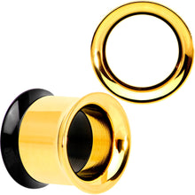 Load image into Gallery viewer, Gold PVD Black Two Tone Screw Fit Tunnel Plug Set 3mm to 16mm
