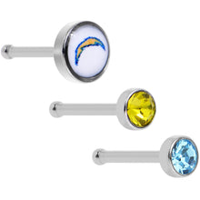 将图片加载到图库查看器，20G Licensed NFL San Diego Chargers Logo Nose Bone 3 Pack Set
