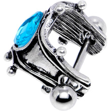 Load image into Gallery viewer, 16G 1/2 Aqua Gem Queen of Hearts Cuff Cartilage Earring

