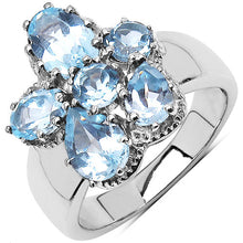 Load image into Gallery viewer, 3.56 Carat Genuine Blue Topaz .925 Sterling Silver Cluster Ring
