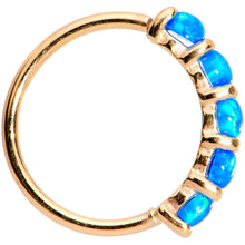 Load image into Gallery viewer, 20G Blue Synthetic Opal 14k Yellow Gold Seamless Circular Ring
