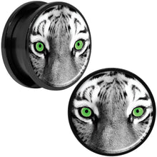Load image into Gallery viewer, Black White Tiger Eyes Black Anodized Screw Fit Plug Set 20mm
