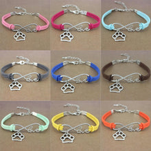 将图片加载到图库查看器，Dog Paws Best Friends Heart Animal Infinity Love Charm Bracelets Women Men Girl Boy Print Bracelet With Love And Infinity Symbol For Women Girls Faux Suede Adjustable Bracelet
