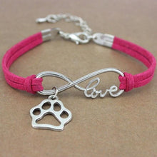 将图片加载到图库查看器，Dog Paws Best Friends Heart Animal Infinity Love Charm Bracelets Women Men Girl Boy Print Bracelet With Love And Infinity Symbol For Women Girls Faux Suede Adjustable Bracelet
