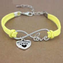 将图片加载到图库查看器，Dog Paws Best Friends Heart Animal Infinity Love Charm Bracelets Women Men Girl Boy Print Bracelet With Love And Infinity Symbol For Women Girls Faux Suede Adjustable Bracelet
