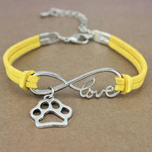 将图片加载到图库查看器，Dog Paws Best Friends Heart Animal Infinity Love Charm Bracelets Women Men Girl Boy Print Bracelet With Love And Infinity Symbol For Women Girls Faux Suede Adjustable Bracelet
