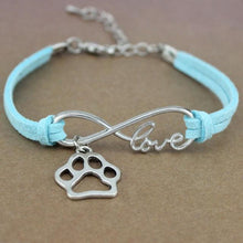 将图片加载到图库查看器，Dog Paws Best Friends Heart Animal Infinity Love Charm Bracelets Women Men Girl Boy Print Bracelet With Love And Infinity Symbol For Women Girls Faux Suede Adjustable Bracelet
