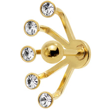 Load image into Gallery viewer, 16G 1/4 Clear Gem Gold Anodized Glam Fan Cuff Cartilage Earring

