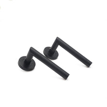 Load image into Gallery viewer, Door Handle  Brushed Stainless Steel Tube Hollow Spray Paint Frosted Black Round Cover Split Right Angle Door Handle Stainless Steel Tube Hollow Spray Paint Frosted Black Round Cover Split Right Angle Door Handle
