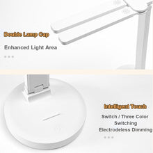 Load image into Gallery viewer, Double Lamp Cap Led Foldable Reading Lamp For Children's Mobile Phone Bracket Desk Study Light Free Shipping Bedroom Table Lamps Decorative Table Lamp Cute Study Lamps for Bedroom Décor
