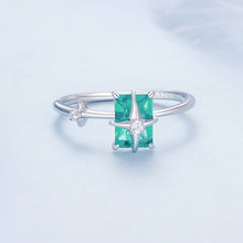 Load image into Gallery viewer, 925 Sterling Silver 1.40mm Width CZ &amp; Glass Ring Size 6 for Women
