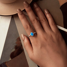 Load image into Gallery viewer, 925 Sterling Silver Opal Rings in Size 6.0 with Pave Setting &amp; Plated White Gold for Women
