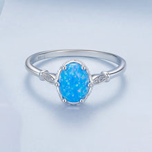 Load image into Gallery viewer, 925 Sterling Silver Opal Rings in Size 6.0 with Pave Setting &amp; Plated White Gold for Women
