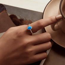 Load image into Gallery viewer, 925 Sterling Silver Opal Rings in Size 6.0 with Pave Setting &amp; Plated White Gold for Women
