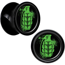Load image into Gallery viewer, Black Acrylic Green Grenade Saddle Plug Set 00G
