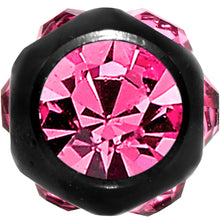 将图片加载到图库查看器，Pink CZ Gem Studded Black Barbell Tongue Ring

