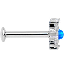 将图片加载到图库查看器，5/16 Blue Faux Opal Internally Threaded Star Flower Labret Monroe
