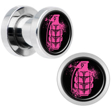 Load image into Gallery viewer, Pink Grenade Steel Screw Fit Plug Set 2G
