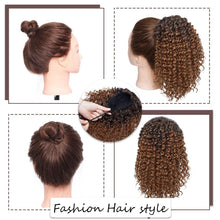 将图片加载到图库查看器，Drawstring Puff Ponytail Afro Kinky Curly Hair Extension Synthetic Clip in Pony Tail African American Hair Extension Short Kinky Curly Pineapple Pony Tail Clip in on Wrap Up-do Hair Extensions for African American Women

