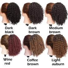 将图片加载到图库查看器，Drawstring Puff Ponytail Afro Kinky Curly Hair Extension Synthetic Clip in Pony Tail African American Hair Extension Short Kinky Curly Pineapple Pony Tail Clip in on Wrap Up-do Hair Extensions for African American Women

