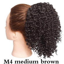 将图片加载到图库查看器，Drawstring Puff Ponytail Afro Kinky Curly Hair Extension Synthetic Clip in Pony Tail African American Hair Extension Short Kinky Curly Pineapple Pony Tail Clip in on Wrap Up-do Hair Extensions for African American Women
