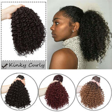 将图片加载到图库查看器，Drawstring Puff Ponytail Afro Kinky Curly Hair Extension Synthetic Clip in Pony Tail African American Hair Extension Short Kinky Curly Pineapple Pony Tail Clip in on Wrap Up-do Hair Extensions for African American Women
