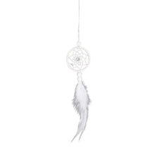 将图片加载到图库查看器，Dream Catcher Cars Rear View Mirror Mini Pure White Small Feather Wind Chimes Wall Hanging Decor Handmade Catcher Feather Wall Hanging Decorations Car Charm Ornament Pendant
