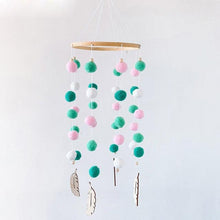 将图片加载到图库查看器，Dream Catcher Nordic Baby Room Wind Chime Bed Bell Decor Wool Ball Kids Bedroom Lovely Wooden Bead Bed Felt Baby Ceiling Mobiles Toys Infant Nursing Accessories Wall Hanging Decoration Ornaments Photography Prop
