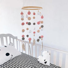 将图片加载到图库查看器，Dream Catcher Nordic Baby Room Wind Chime Bed Bell Decor Wool Ball Kids Bedroom Lovely Wooden Bead Bed Felt Baby Ceiling Mobiles Toys Infant Nursing Accessories Wall Hanging Decoration Ornaments Photography Prop
