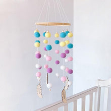 将图片加载到图库查看器，Dream Catcher Nordic Baby Room Wind Chime Bed Bell Decor Wool Ball Kids Bedroom Lovely Wooden Bead Bed Felt Baby Ceiling Mobiles Toys Infant Nursing Accessories Wall Hanging Decoration Ornaments Photography Prop
