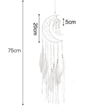 Load image into Gallery viewer, Dream Catcher Wall Decor with White Feathers Indian Style Dream-catcher Moon Handmade Wind Chimes Wall Ornament Girls Room Decoration Feather Dream Catcher For Kids Women Wedding Bohemian Wall Decor
