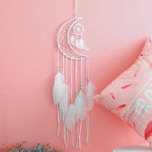 Load image into Gallery viewer, Dream Catcher Wall Decor with White Feathers Indian Style Dream-catcher Moon Handmade Wind Chimes Wall Ornament Girls Room Decoration Feather Dream Catcher For Kids Women Wedding Bohemian Wall Decor

