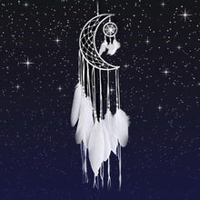 Load image into Gallery viewer, Dream Catcher Wall Decor with White Feathers Indian Style Dream-catcher Moon Handmade Wind Chimes Wall Ornament Girls Room Decoration Feather Dream Catcher For Kids Women Wedding Bohemian Wall Decor
